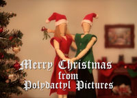 Medium shot of puppets from Atticus Christmas animated short